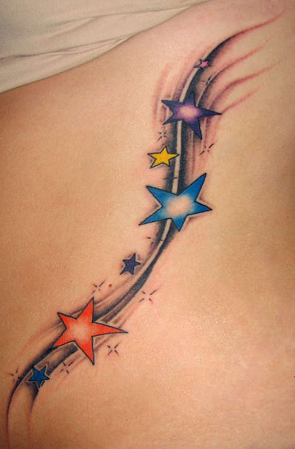 Nice Colored Star Tattoos