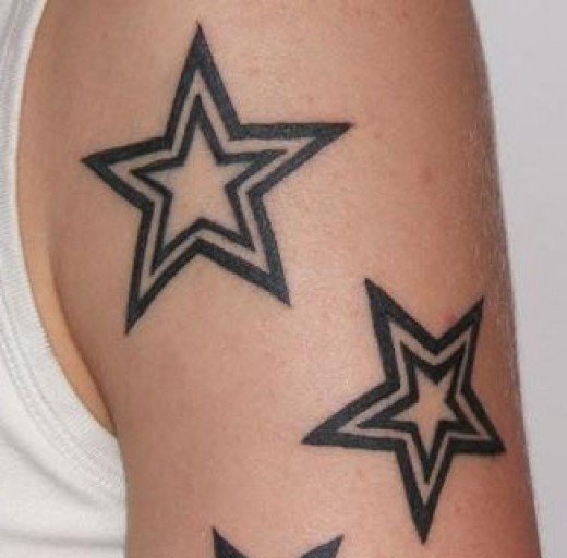 Nice Double Star Tattoos On Shoulder