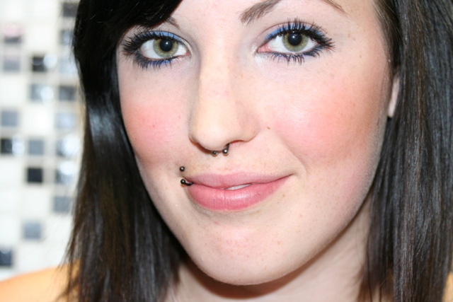 Nice Septum And Madonna Piercing With Circular Barbell