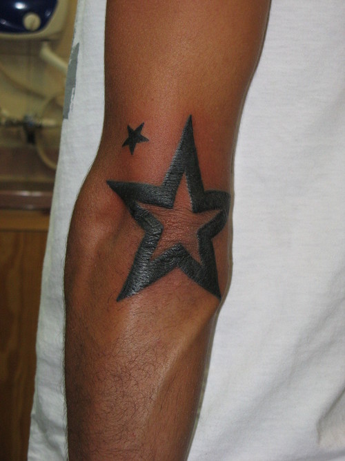 Nice Star Elbow Tattoos For Men