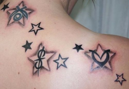 Nice Star Tattoos On Back