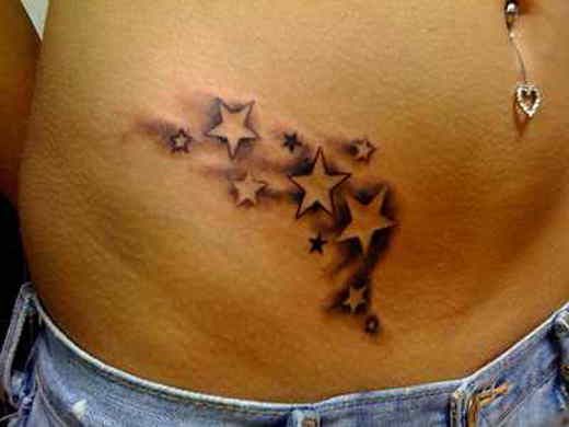 Nice Star Tattoos On Right Hip