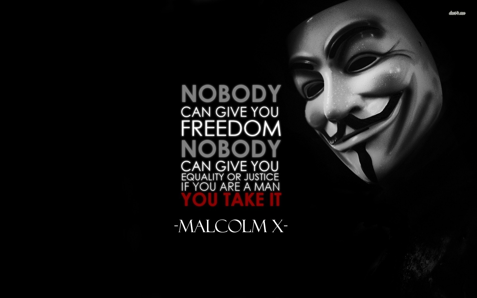 Nobody can give you freedom Nobody can give you equality or justice or anything