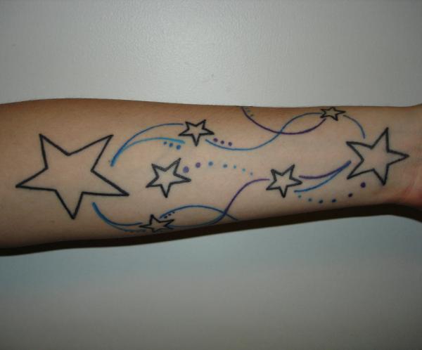 Outline Star Forearm Tattoos