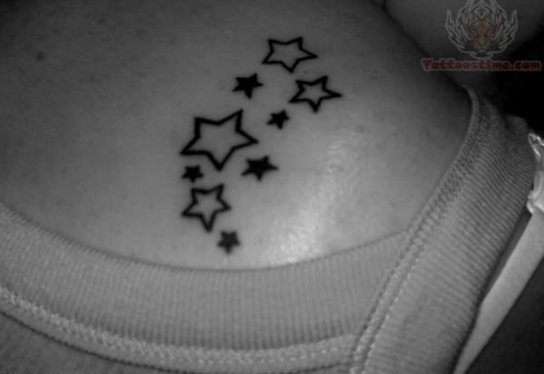 Outline Star Tattoos On Back For Young Girls