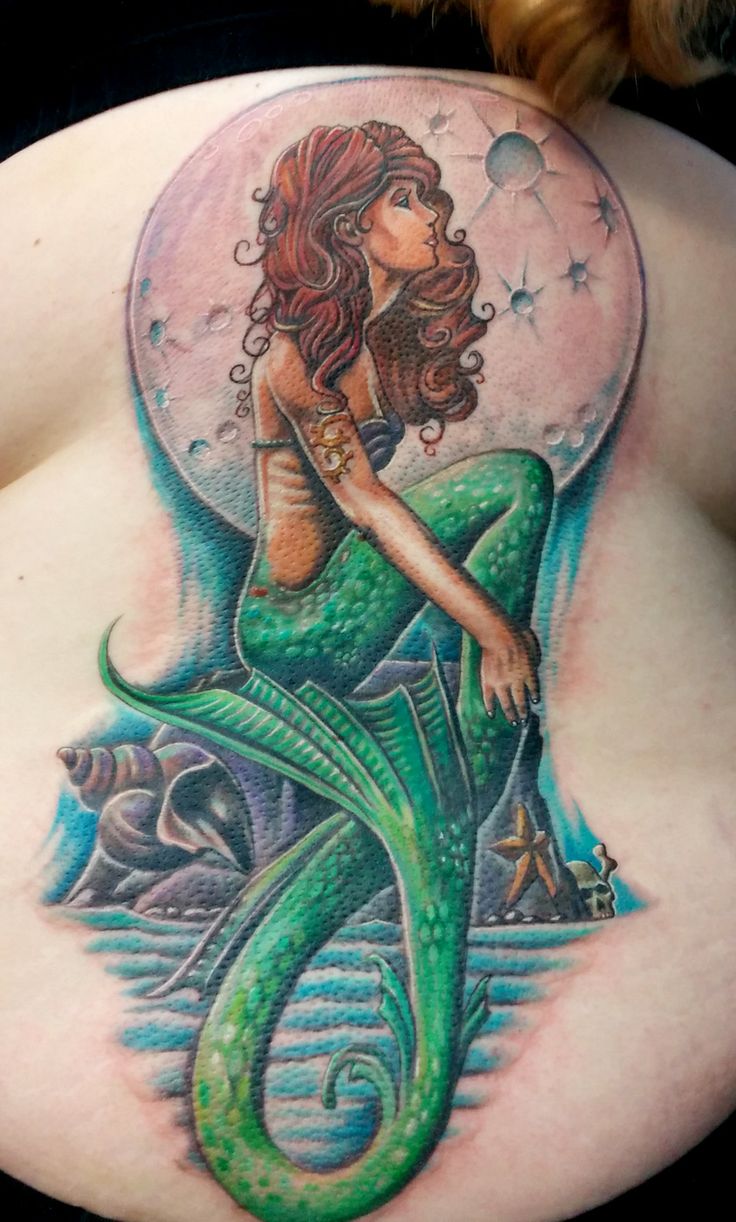 Realistic Colorful Mermaid Tattoo Design For Side Rib
