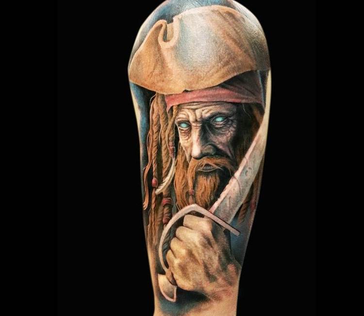 Realistic Pirate Tattoo Design For Half Sleeve By Arlo Dicristina