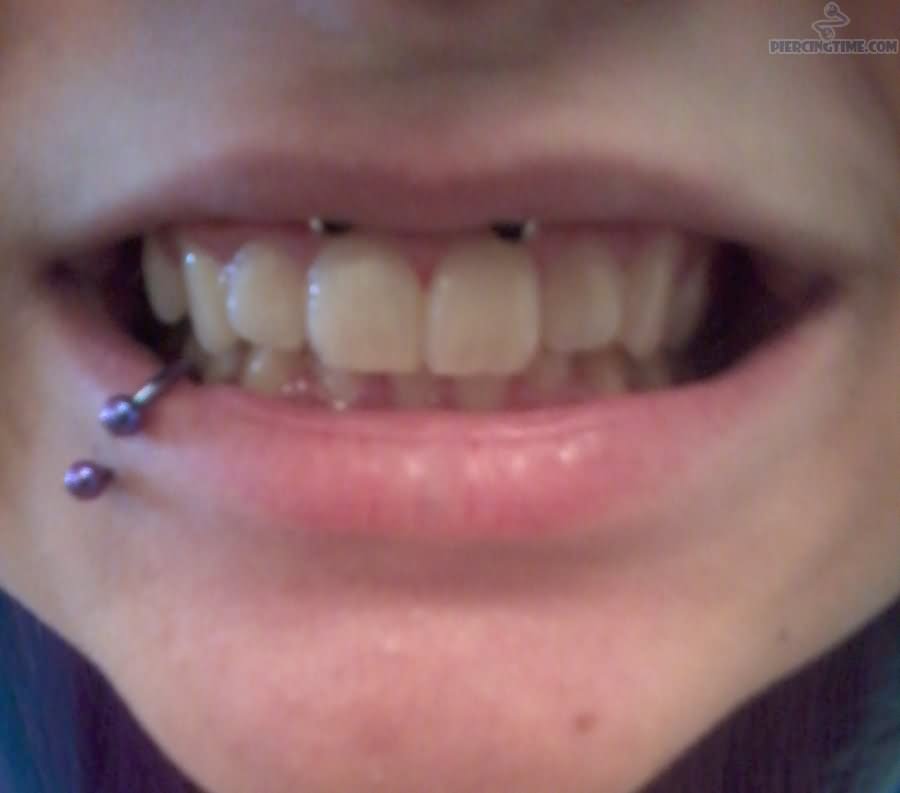 Side Labret Piercing With Circular Ring