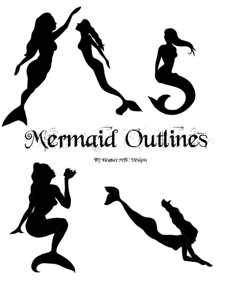 Silhouette Five Mermaid Tattoo Design By Heather MBC