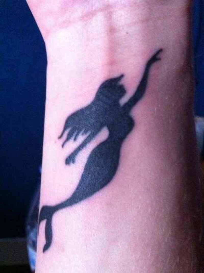 Silhouette Mermaid Tattoo On Wrist