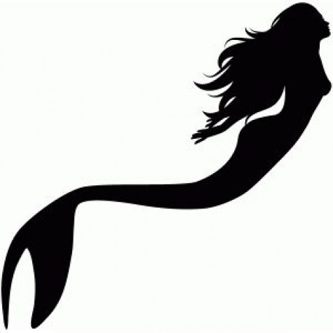 Silhouette Swimming Mermaid Tattoo Design