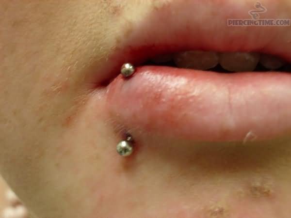 Silver Curved Barbell Side Labret Piercing