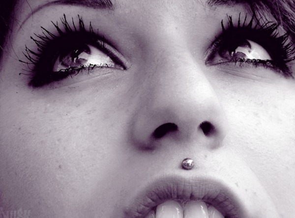 Silver Stud Medusa Piercing Picture For Girls
