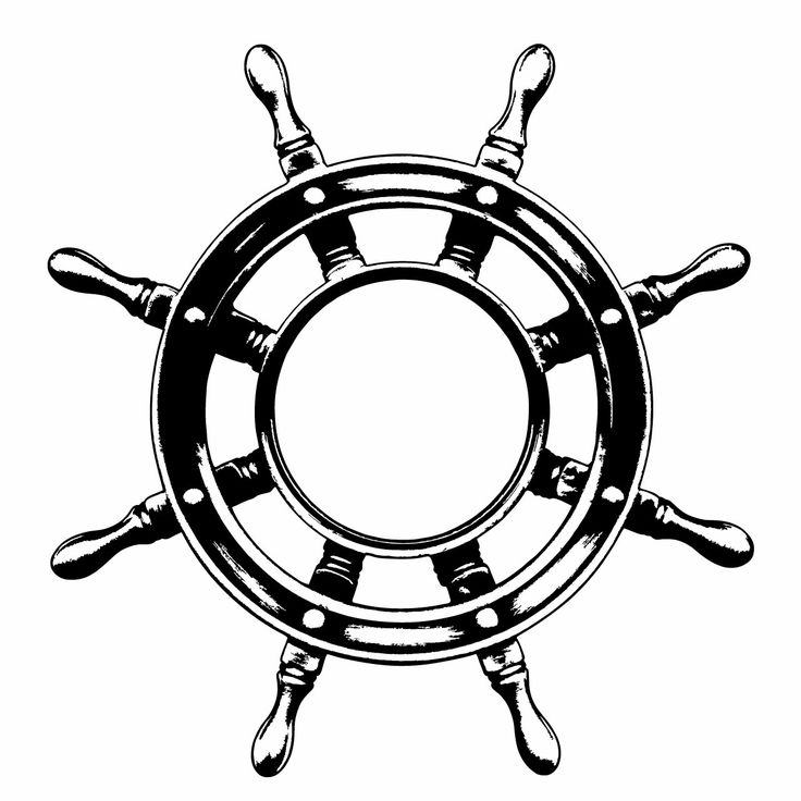 Simple Black Pirate Ship Wheel Tattoo Stencil