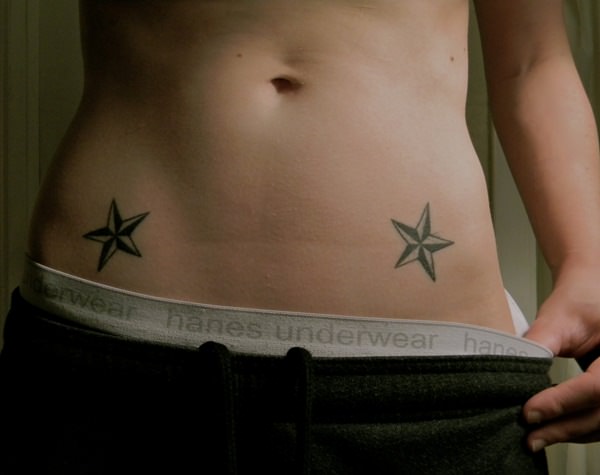 Small Nautical Star Tattoos On Both Hips