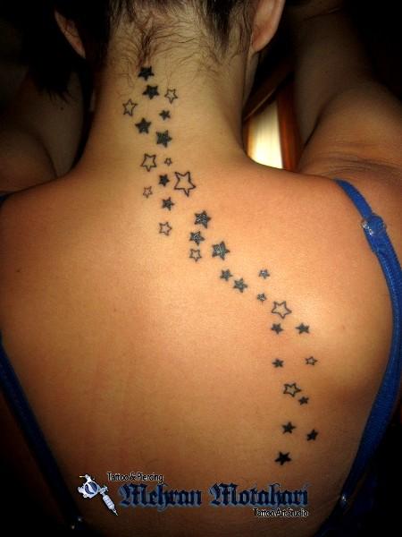 Small Star Tattoos On Girl Full Back