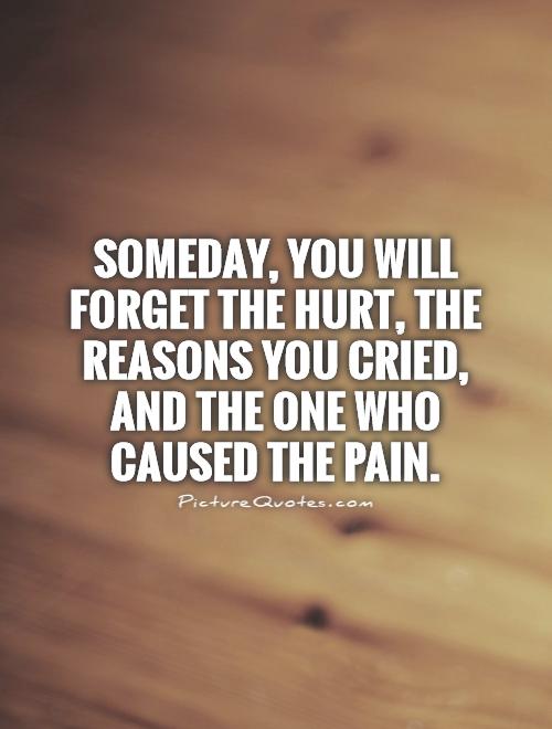 Someday, you will forget the hurt, the reasons you cried, and the one who caused the pain