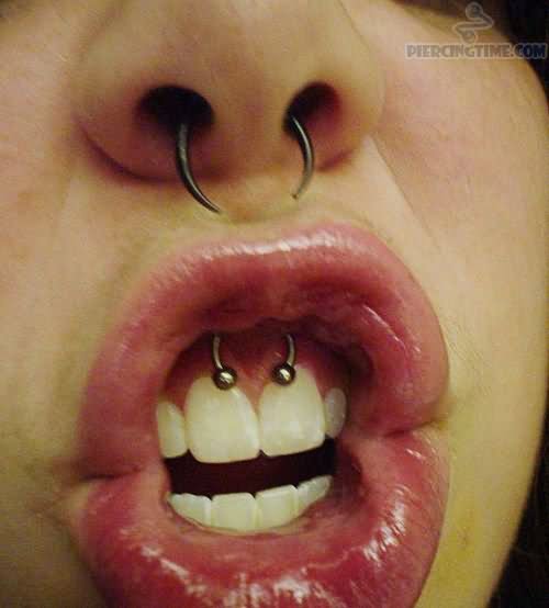 Spike Septum And Smiley Piercing For Girls