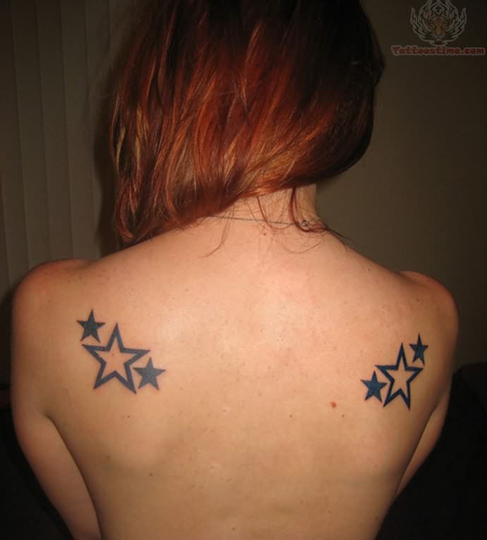 Star Tattoos On Back Shoulders For Girls