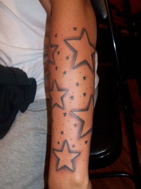 Star Tattoos On Left Arm
