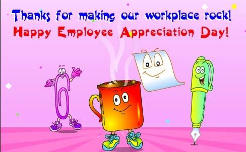 Thanks For Making Our Workplace Rock Happy Employee Appreciation Day Cartoon Picture