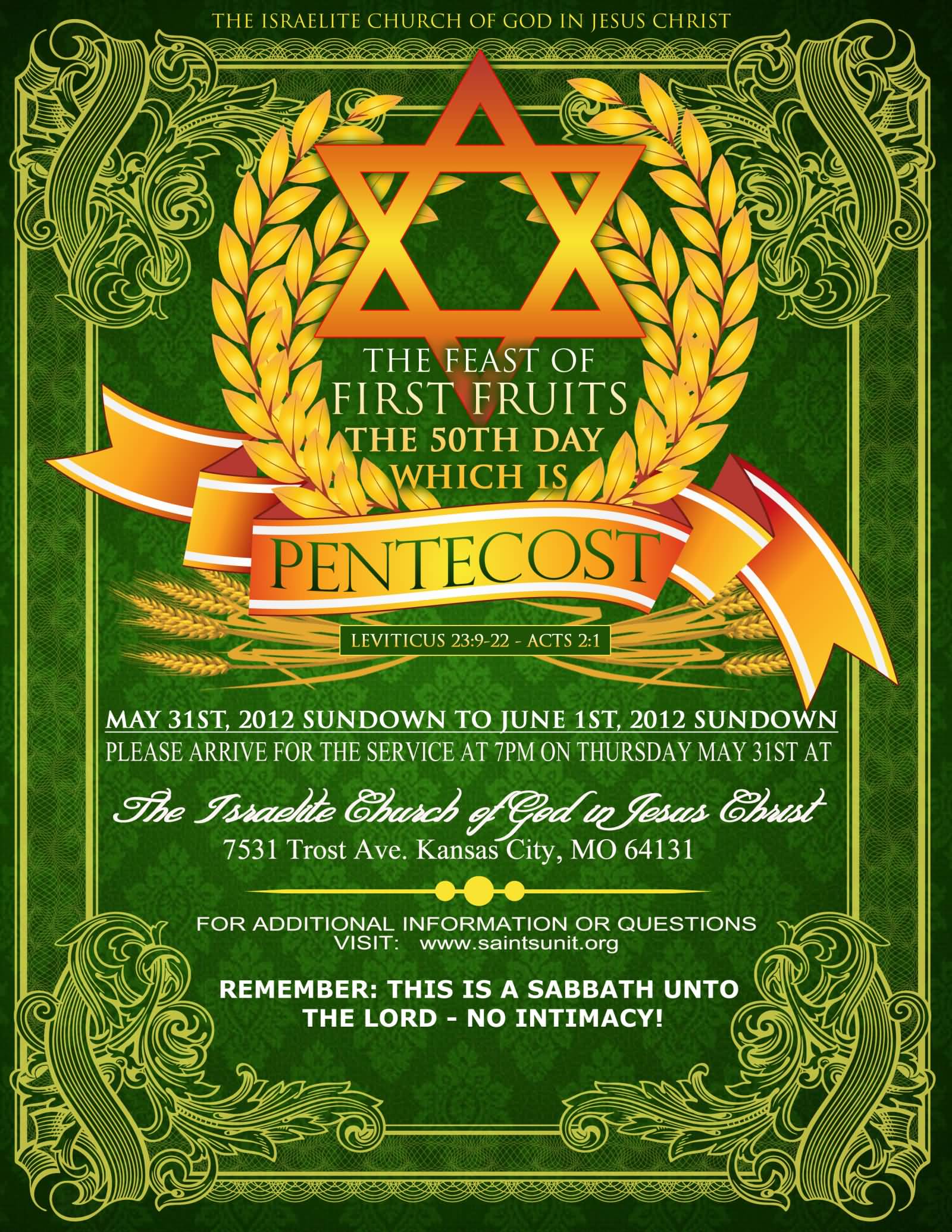 The Feast Of First Fruits The 50th Day Which Is Pentecost