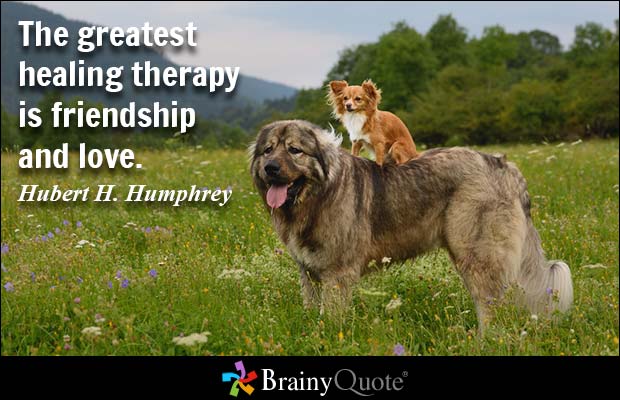 The greatest healing therapy is friendship and love.  Hubert H. Humphrey