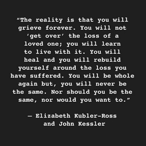 The reality is that you will grieve forever. You will not 'get over' the loss of a loved one; you will learn to live with it. You will heal and... Elizabeth Kubler ross And John Kessler