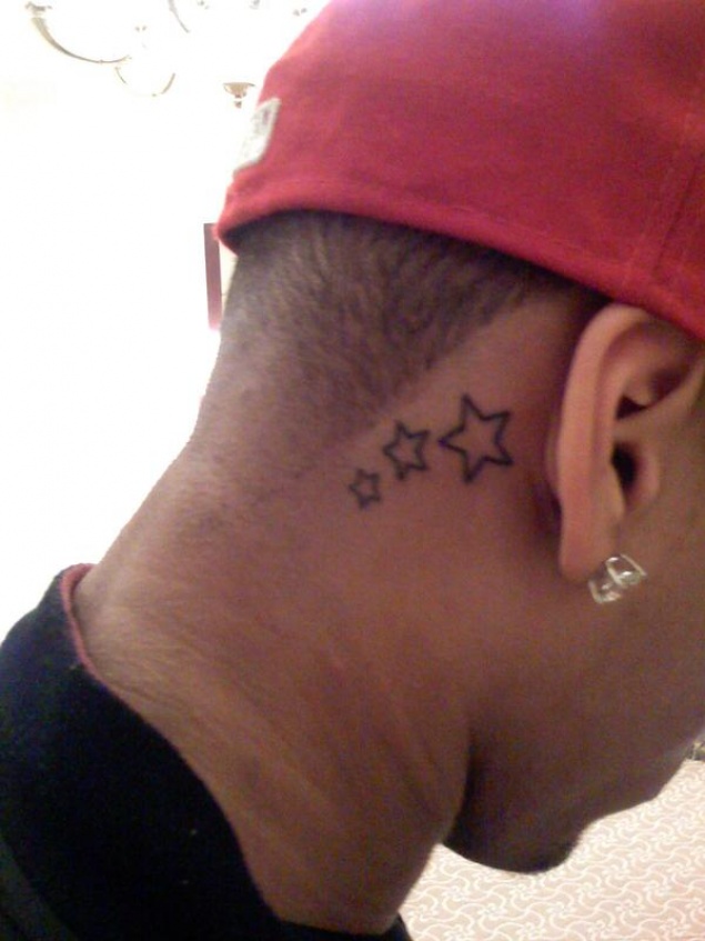 Three Star Tattoos Behind Ear