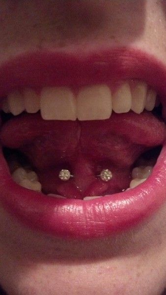 Tongue Webbing Piercing With Beautiful Barbell