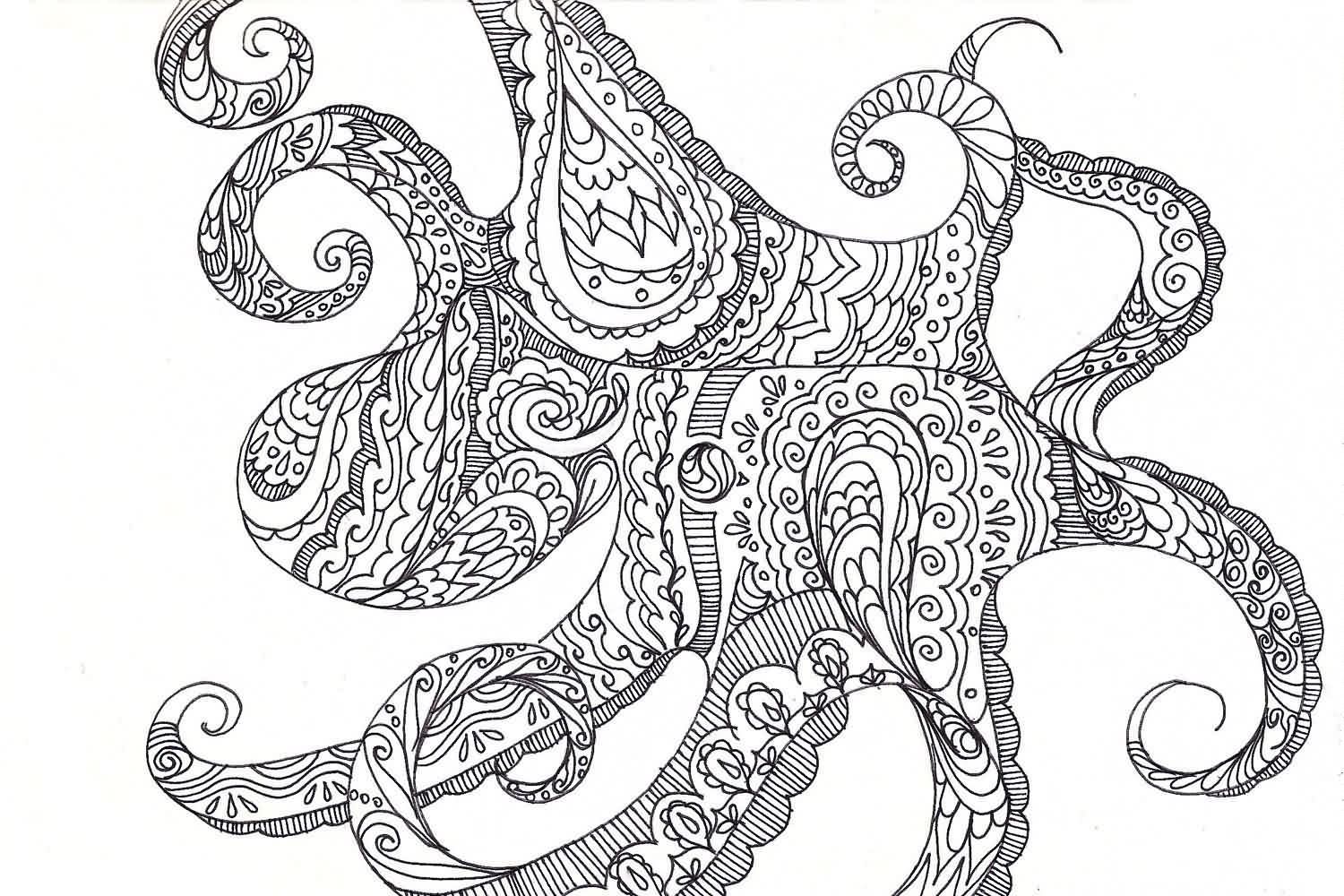 Unique Black Outline Maori Octopus Tattoo Design