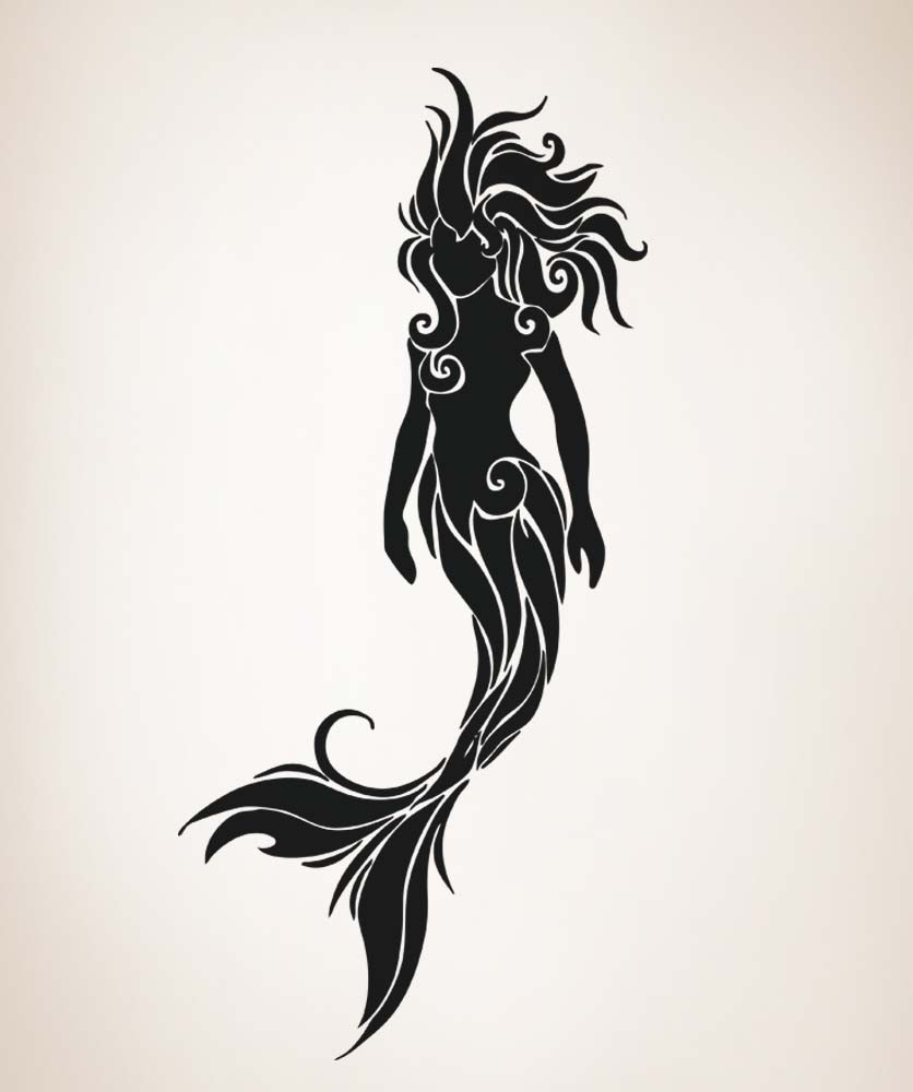 Unique Cool Silhouette Mermaid Tattoo Design