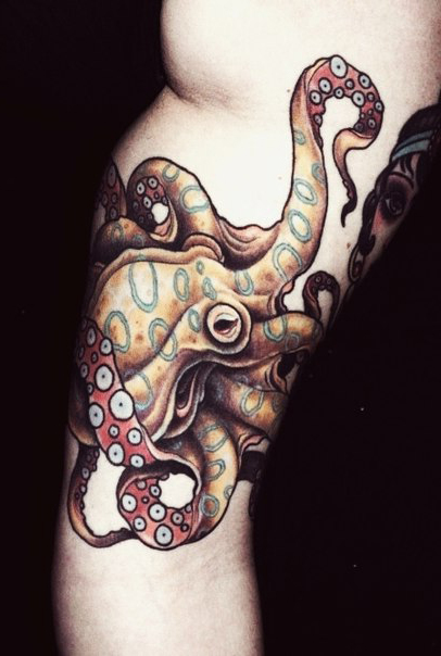 Unique Octopus Tattoo Design For Leg Calf
