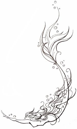 Unique Outline Swimming Mermaid Tattoo Design By Nahimaart