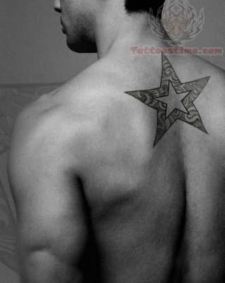 Upper Back Star Tattoo For Men
