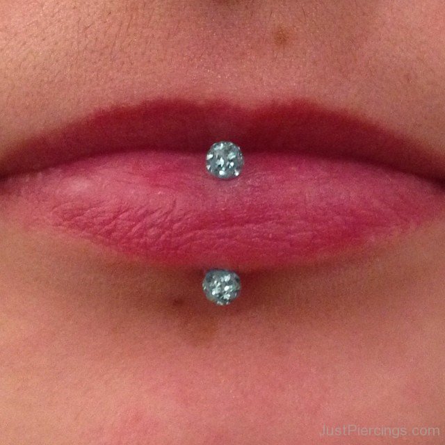Vertical Labret Piercing For Young Girls