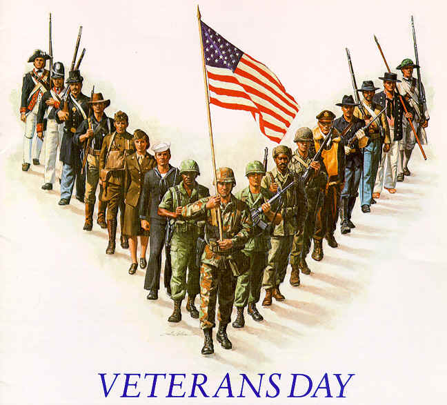 Veterans Day American Soldiers With American Flag Picture