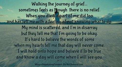 Walking The Journey Of Grief, Sometimes Feels As Though There Is No Relief. When You Died A Part Of Me Did Too ...