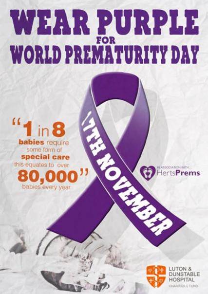 Wear Purple For World Prematurity Day 17th November Poster