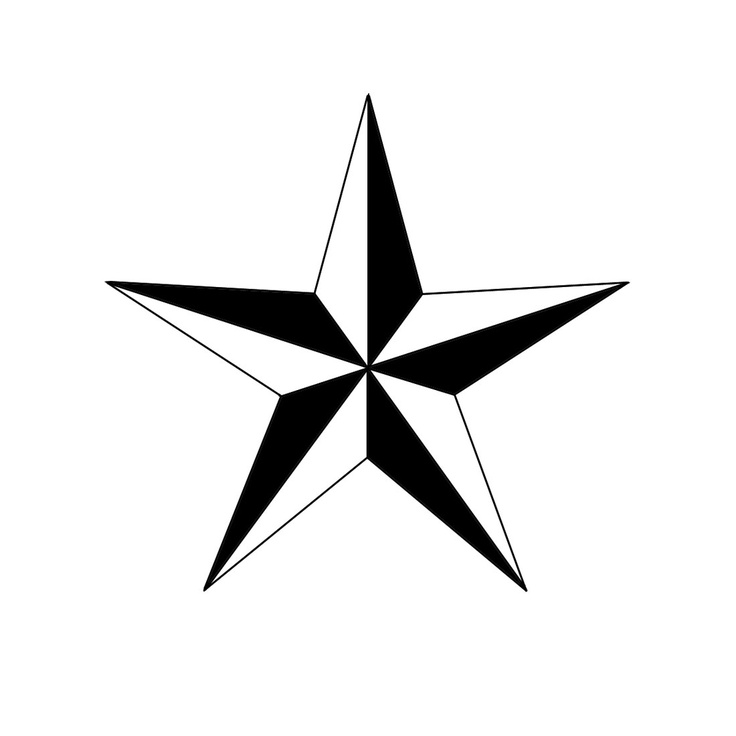 White And Black Nautical Star Tattoo Design