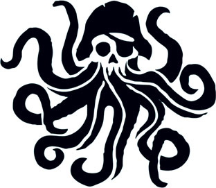 Wonderful Black Pirate Octopus Tattoo Design