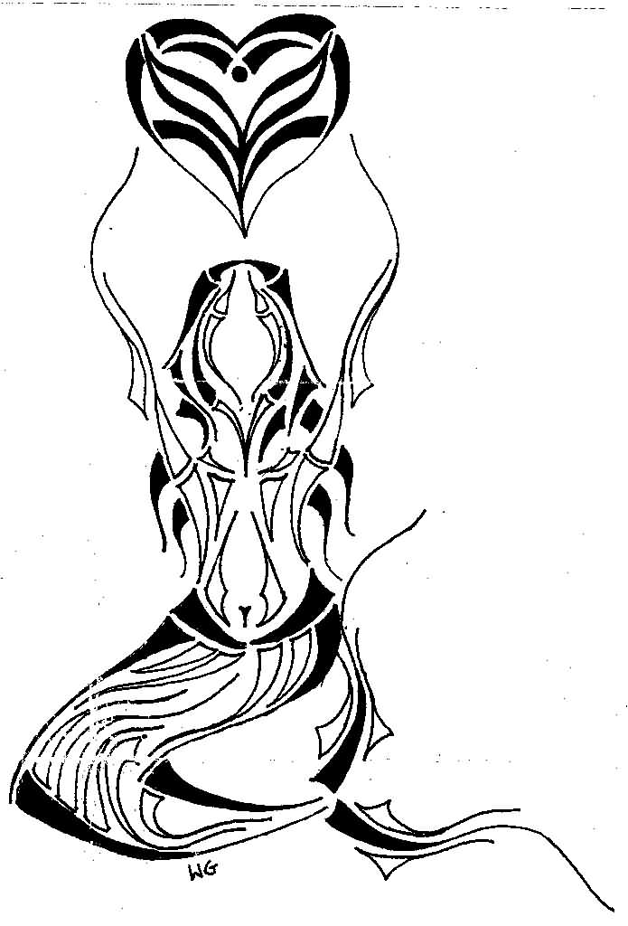 Wonderful Black Tribal Mermaid Tattoo Design