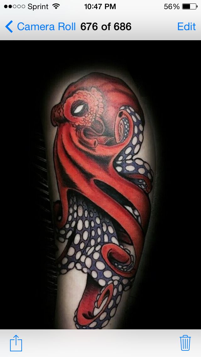 Wonderful Octopus Tattoo Design For Half Sleeve