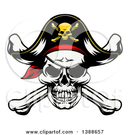 Wonderful Pirate Skull With Crossbone Tattoo Design