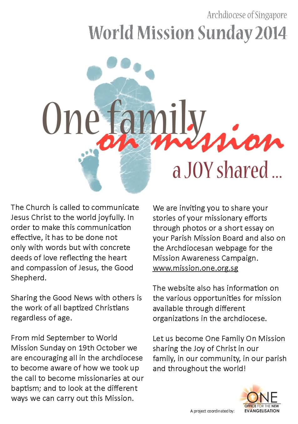 World Mission Sunday One Family On Mission A Joy Shared