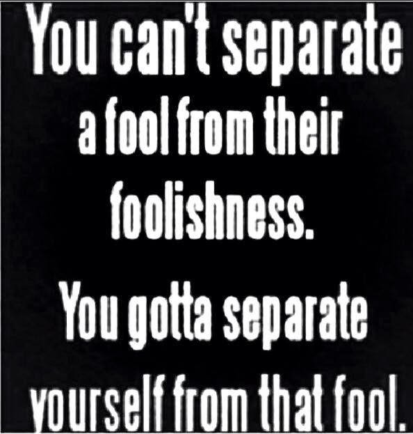 You can't separate a fool from their foolishness. You gotta separate yourself from that fool