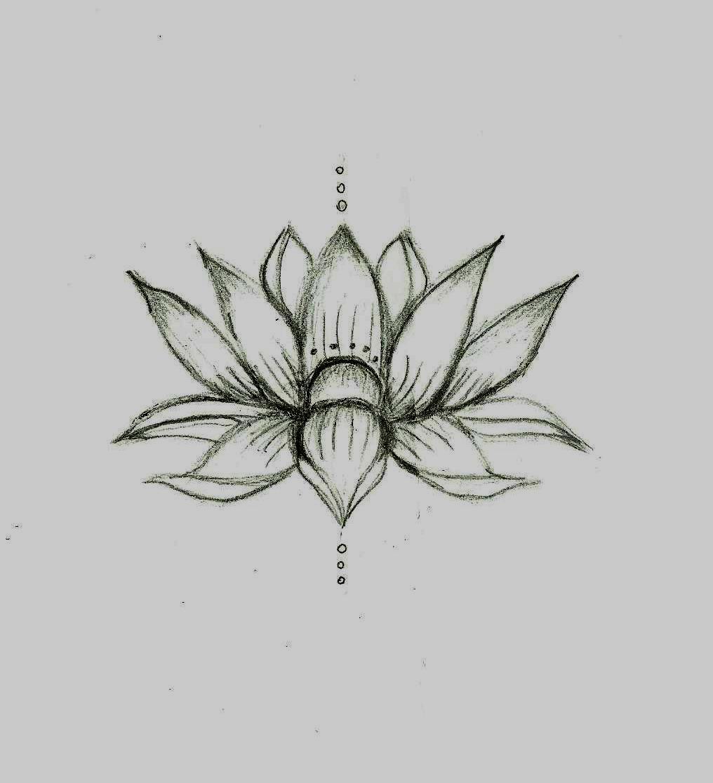 Awesome Black And White Lotus Tattoo Design