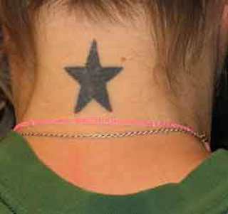 Awesome Black Silhouette Star Tattoo On Nape