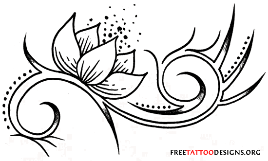 Black Outline Lotus Flower Tattoo Stencil