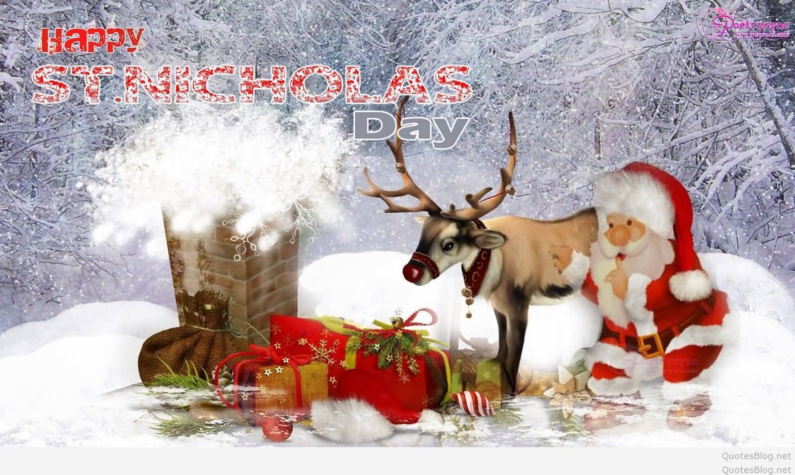 Happy St. Nicholas Day Santa Claus With Gifts